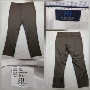 JB Britches Men's‎ Dress Pants 38R Dark Brown 100% Wool Made in Italy